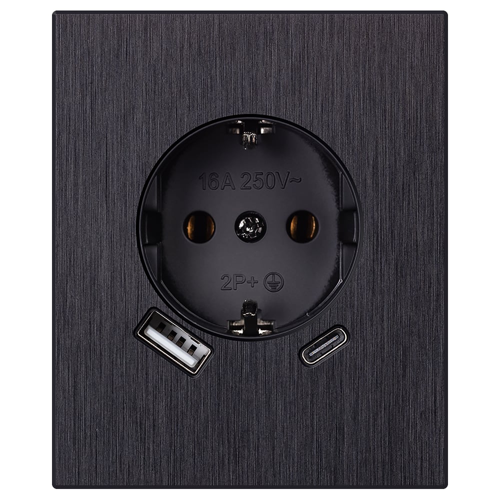 Изображение товара Розетка SMARTBUY с USB и Type-C модульная алюминиевая черная IP20