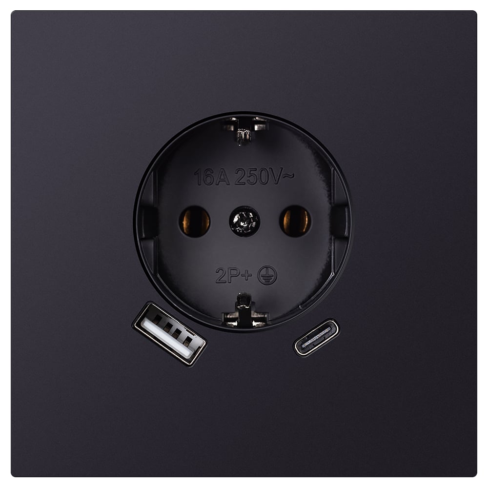 Изображение товара Розетка SMARTBUY с USB Type-C встраиваемая, 16А, черная, IP20