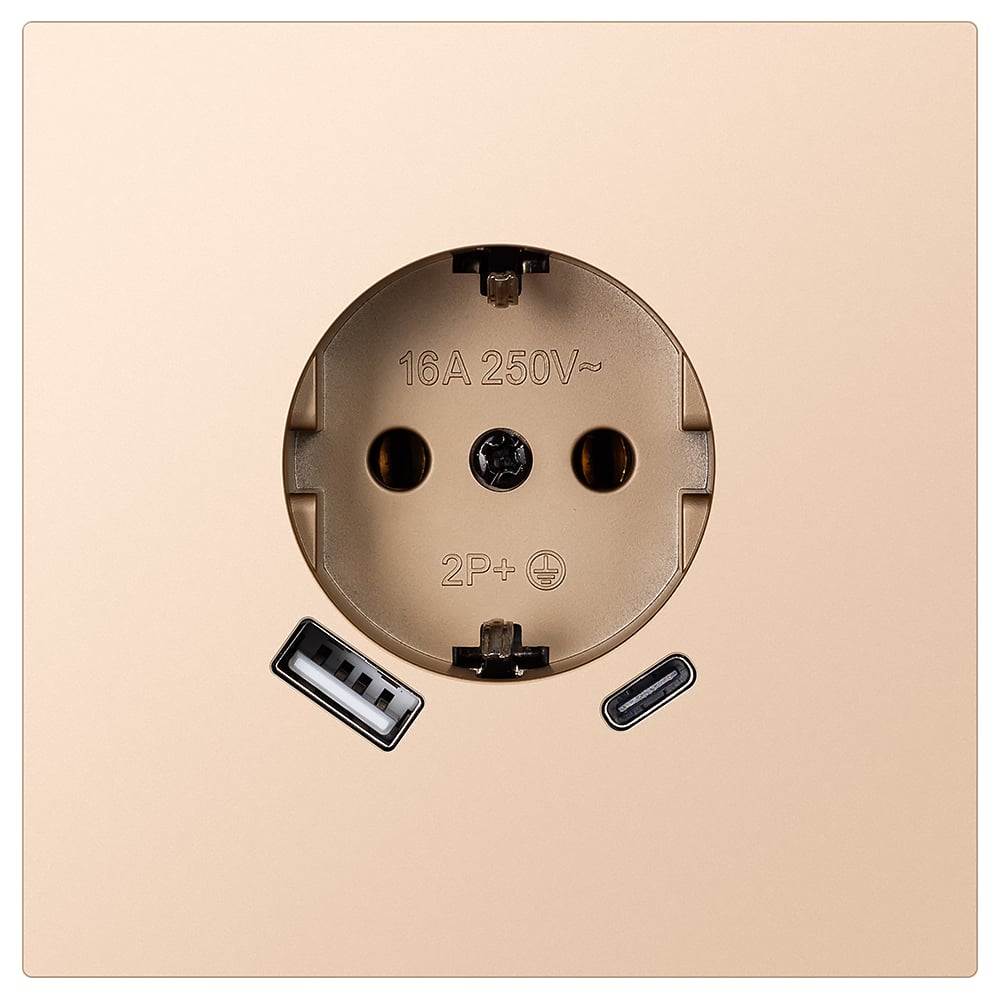 Изображение товара Розетка SMARTBUY встраиваемая с USB и Type-C шампань IP20 16А