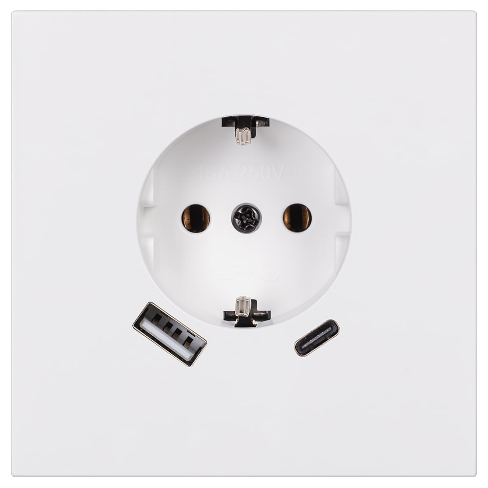Изображение товара Розетка SMARTBUY с USB и Type-C, встраиваемая, белая, IP20, 16А