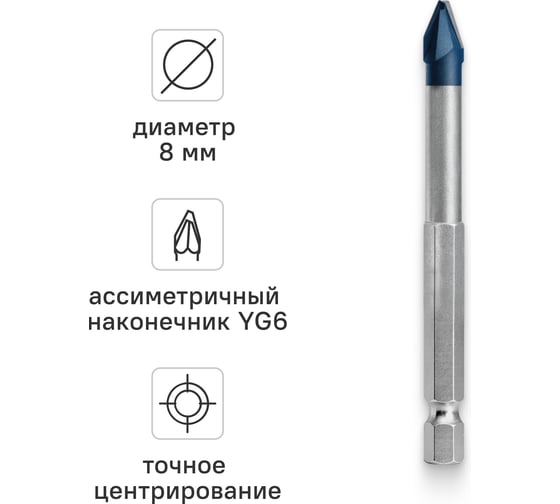 Изображение товара Сверло по керамограниту RAGE HARD CERAMIC HEX 8х90 мм Furious 554098
