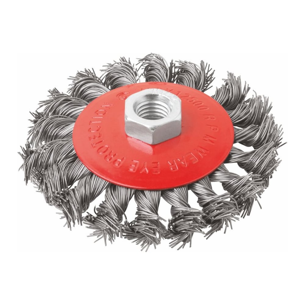 Изображение товара Корщетка-колесо с наклоном КУРС М14 115 мм стальная витая проволока
