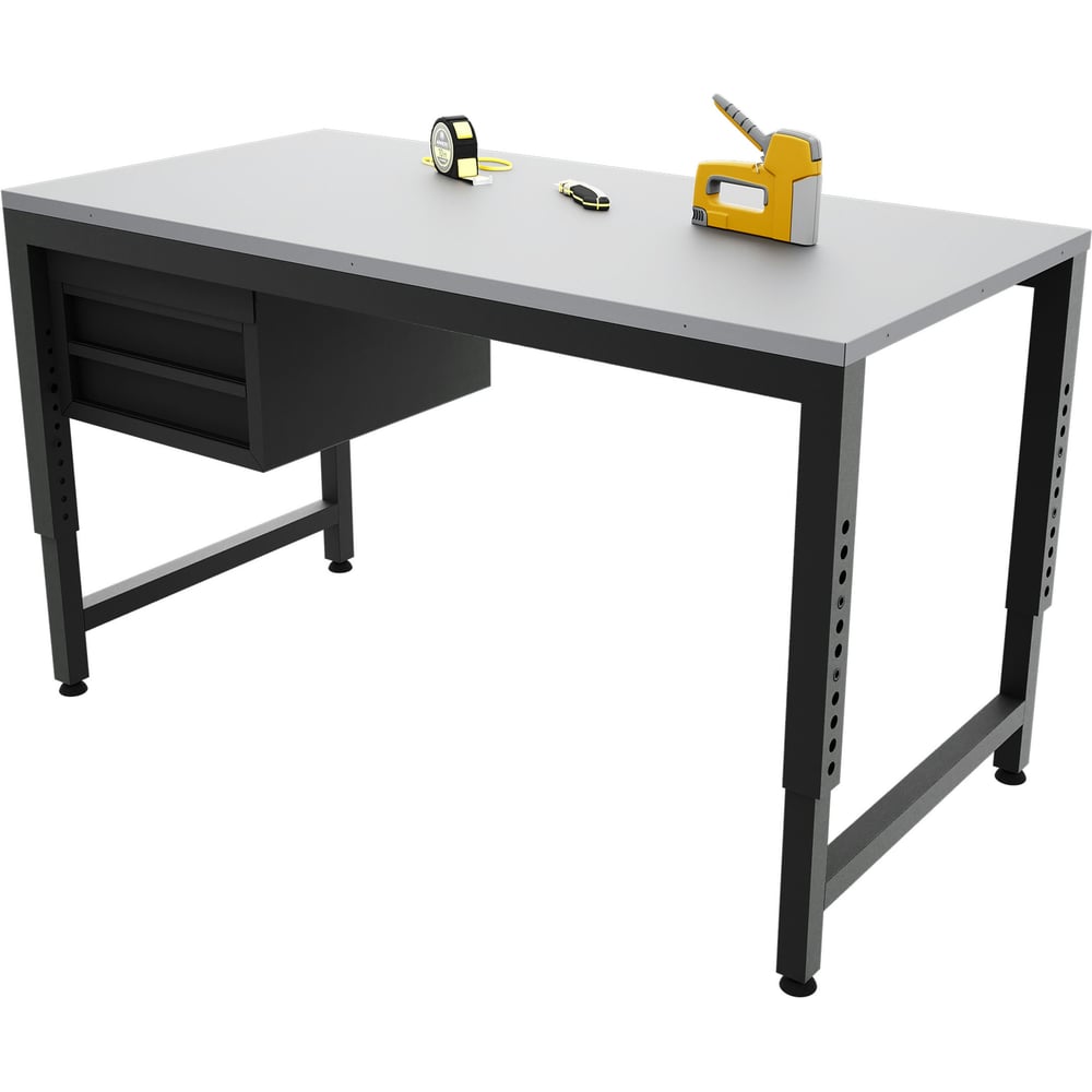 Изображение товара Верстак-стол регулируемый с тумбой GREENBERG 1400x700 мм с ящиками и фанерной столешницей