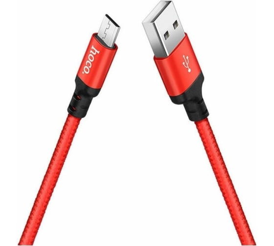 Изображение товара Кабель USB 2.0 Hoco X14, AM/microBM, черно-красный, 2м 6957531062912