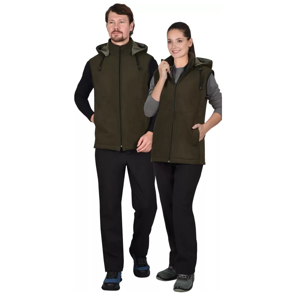 Изображение товара Жилет СИРИУС Техно флисовый оливковый размер 120-124 с капюшоном