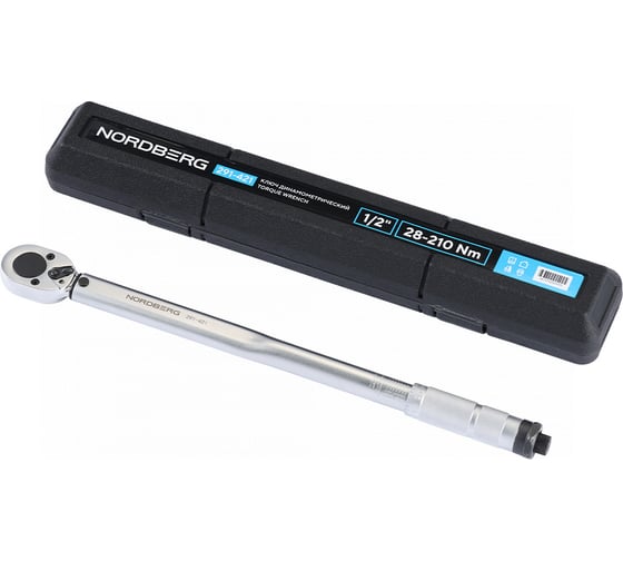 Изображение товара Ключ динамометрический NORDBERG 1/2, 28-210 Нм, в кейсе 291-421
