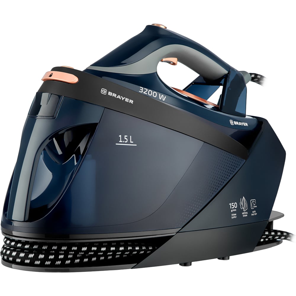 Изображение товара Паровая станция BRAYER 4157BR 3200 Вт, керамич, One Temp, давление 7 бар, 1,5 л, верт отпарив. BR4157 Изображение товара Паровая станция BRAYER 4157BR 3200 Вт, керамич, One Temp, давление 7 бар, 1,5 л, верт отпарив. BR4157