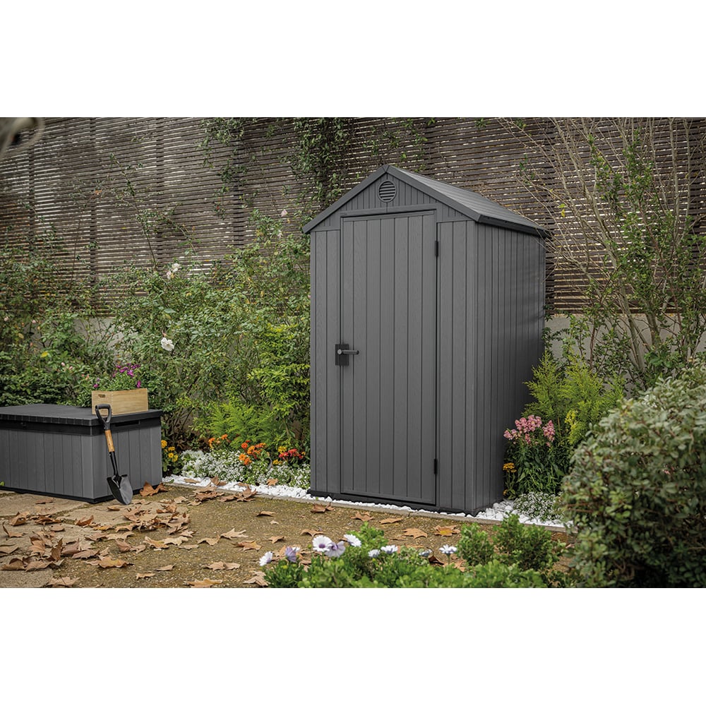 Изображение товара Качественный пластиковый сарай Keter Darwin 4х4 графит для хранения