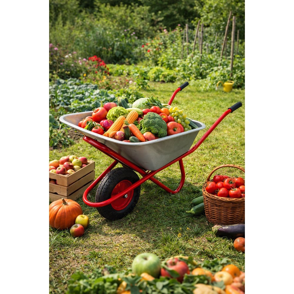 Изображение товара Строительная тачка А5 110 л 1-колесная пневмо колесо сталь и пластик