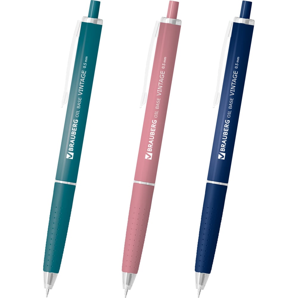 Изображение товара Комплект шариковых ручек BRAUBERG OIL-BASE VINTAGE, 12 шт., синяя, линия 0,35 мм