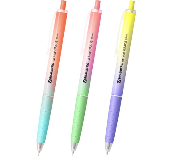 Изображение товара Ручка шариковая BRAUBERG масляная автоматическая OIL-BASE GRADE, СИНЯЯ, КОМПЛЕКТ 30 шт., линия письма 0,35мм, 144501