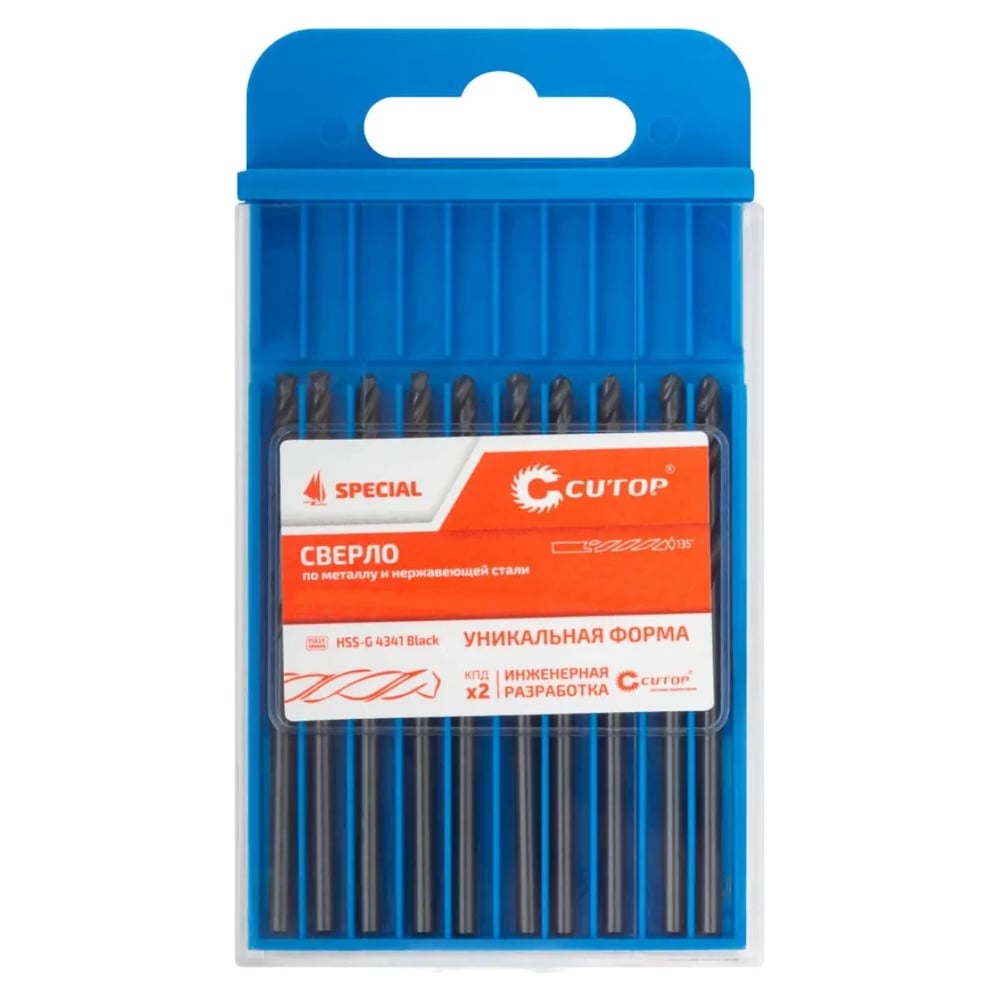 Изображение товара Сверло по металлу Cutop Special HSS-G 4x75/38 мм набор 10 шт
