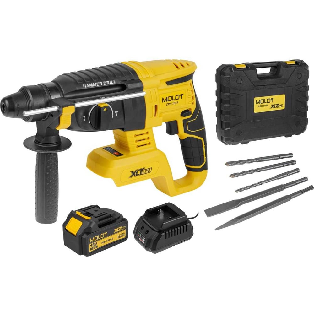 Изображение товара Аккумуляторный перфоратор MOLOT CRH 1814 XLT Lite SET 18В 2.5 Дж бесщеточный