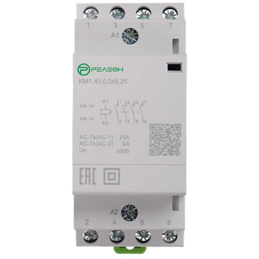 Изображение товара Модульный контактор РЕЛЕОН 4НО контакта 25А 48В AC/DC KM140004825 Изображение товара Модульный контактор РЕЛЕОН 4НО контакта 25А 48В AC/DC KM140004825