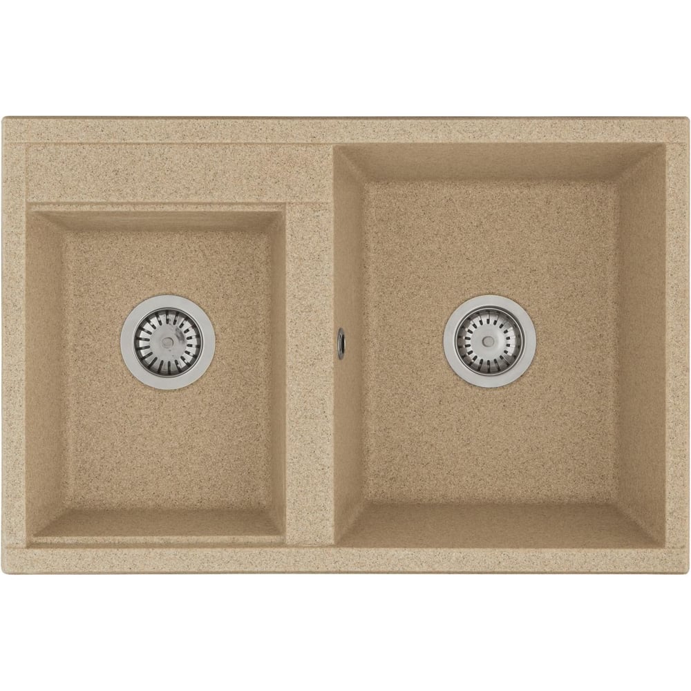 Изображение товара Мойка для кухни AQUATON Делия 78 DBL 2 чаши песочный врезная из литьевого мрамора