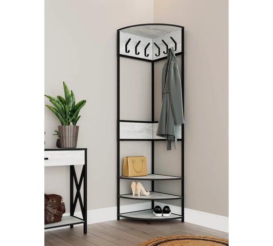 Изображение товара Прихожая угловая MAKE MEBEL вешалка напольная Лофт ПВУ 500х500х2000 Белый бетон пайн 9016