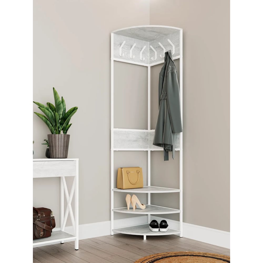 Изображение товара Угловая напольная прихожая MAKE MEBEL Лофт 500х500х2000 белый бетон пайн