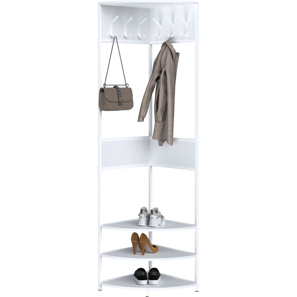 Изображение товара Угловая прихожая MAKE MEBEL белая Лофт с обувницей и крючками