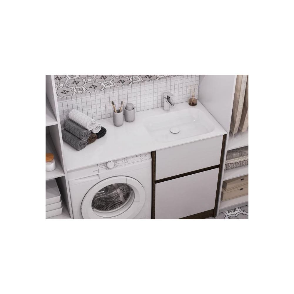 Изображение товара Раковина AQUATON Бланш 1050 белая правая литейный мрамор современная