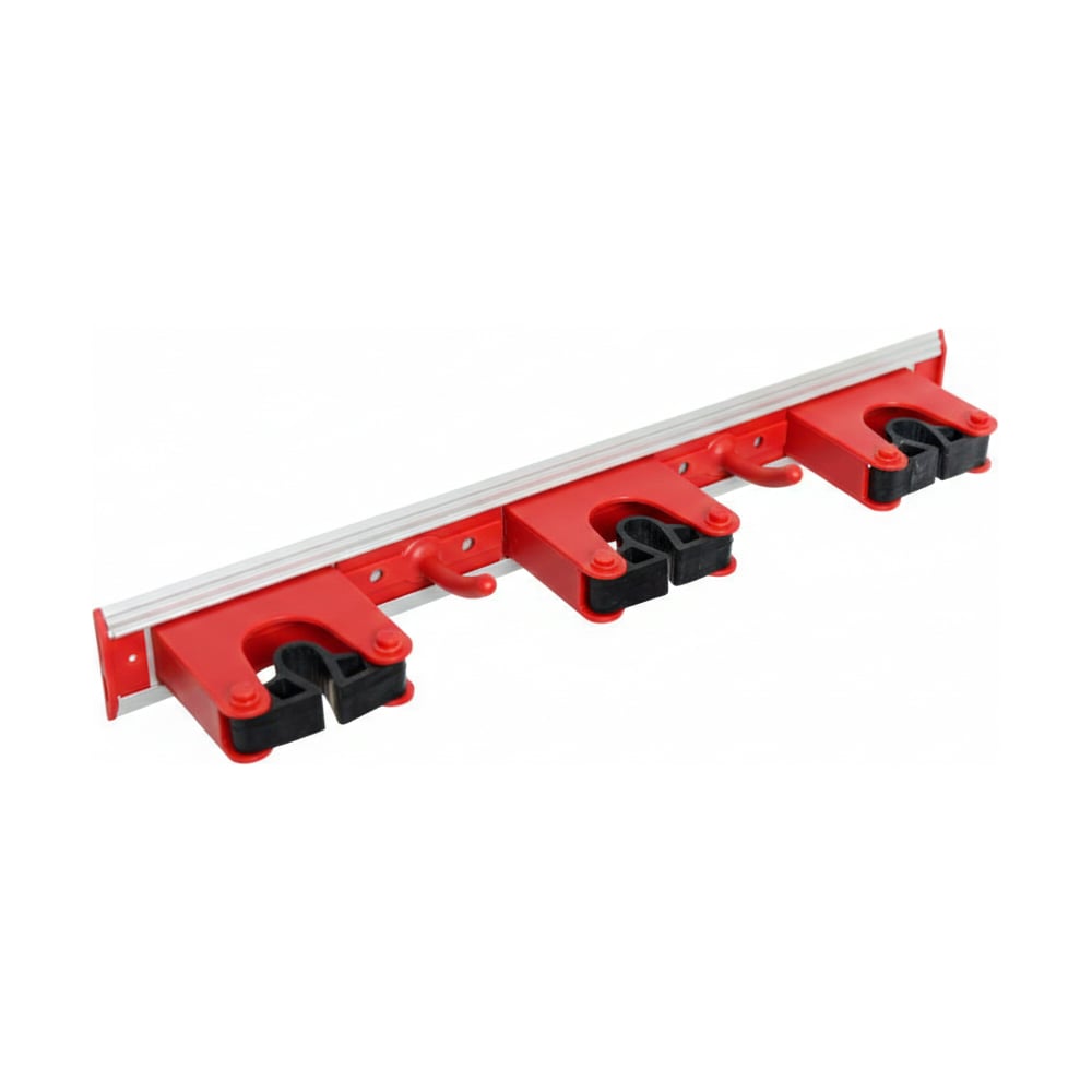 Изображение товара Настенный держатель инвентаря РОСМОП на 5 позиций HH-40R красный