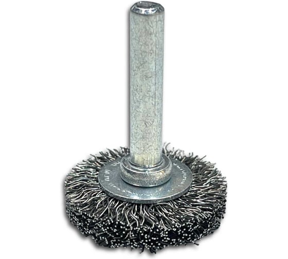 Изображение товара Щетка дисковая гофрированная Lessmann Д30х6, стальная 0,3мм, хвостовик 6мм 413162