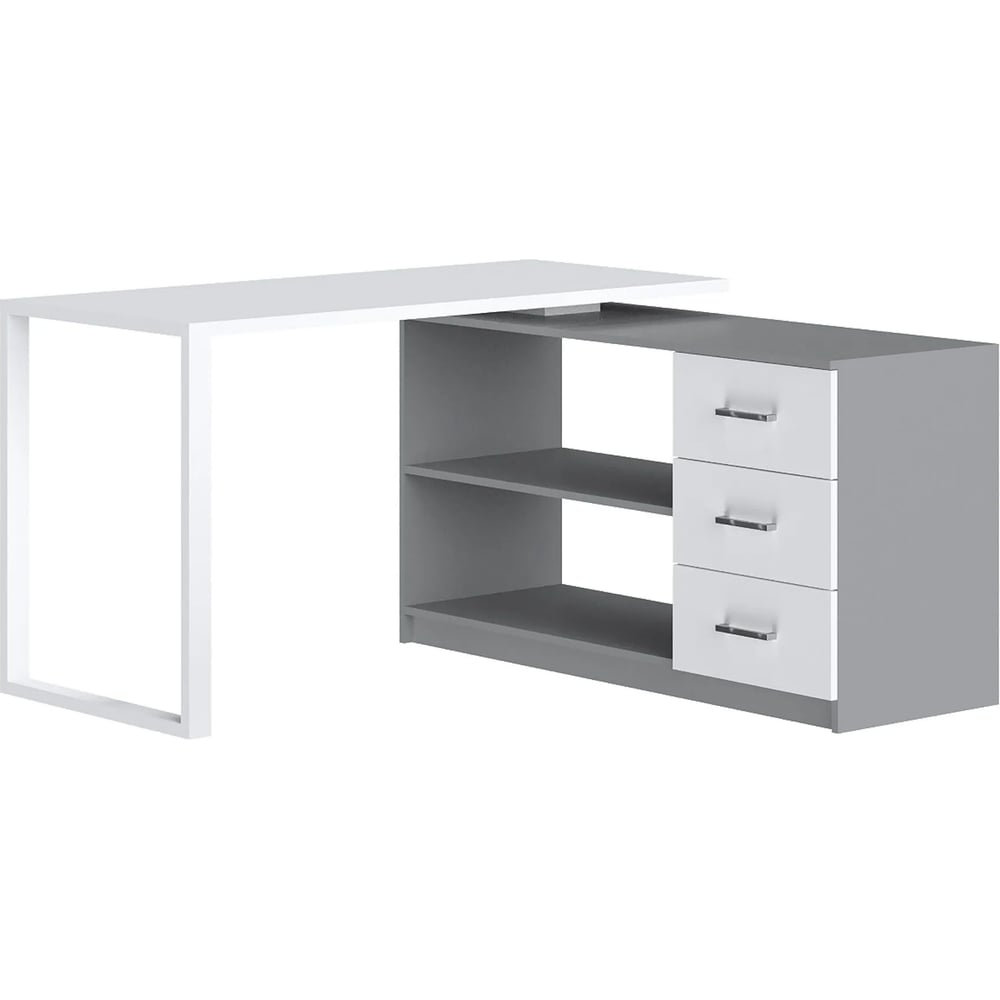 Изображение товара Угловой письменный стол трансформер MAKE MEBEL СПКТ 1350х600х750 белый серый