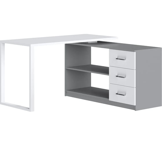 Изображение товара Стол угловой письменный MAKE MEBEL трансформер СПКТ 1350х600х750 Белый (серый) 9016