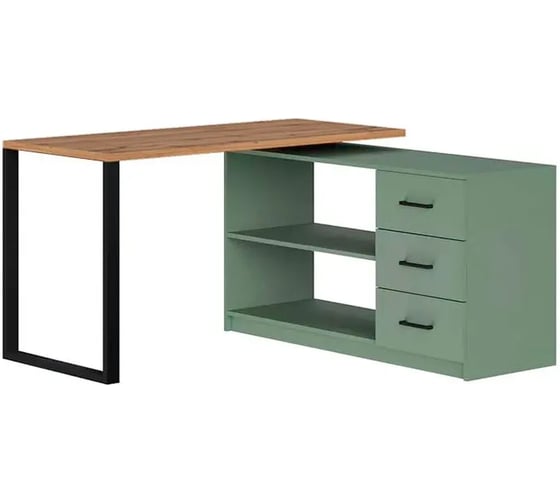 Изображение товара Стол угловой письменный MAKE MEBEL трансформер СПКТ 1350х600х750 Дуб Вотан (зеленый эвкалипт) 9005