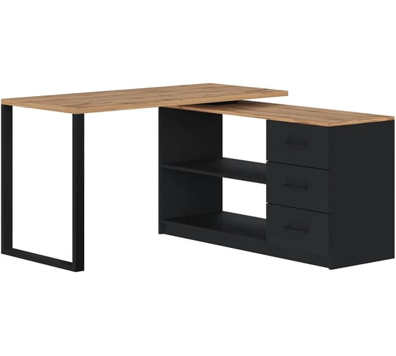 Изображение товара Стол угловой письменный MAKE MEBEL трансформер СПКТ 1350х600х750 Дуб Вотан (черный) 9005