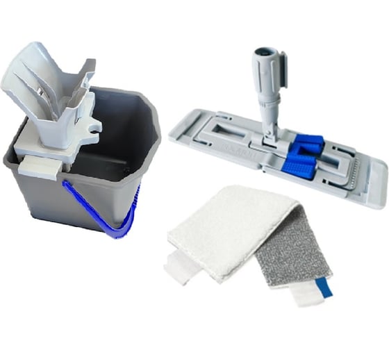 Изображение товара Комплект для уборки пола РОСМОП ведро 25 л с синей ручкой, фиксаторы, WRQL, 40-RQ, TMK-40-Q Pro-25