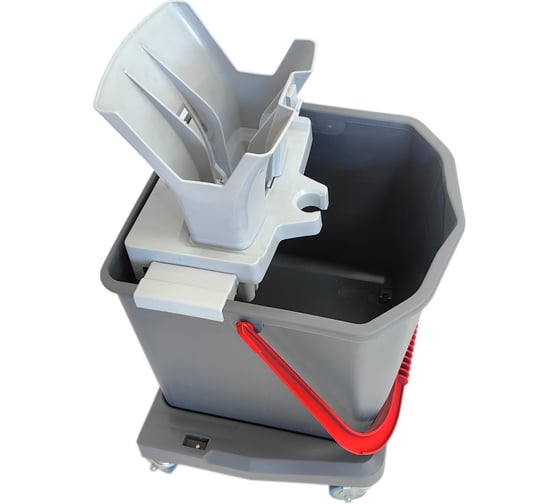 Изображение товара Комплект для уборки пола РОСМОП колесная база, ведро 25 л с красной ручкой, фиксаторы, WRQL Pro-25LBR