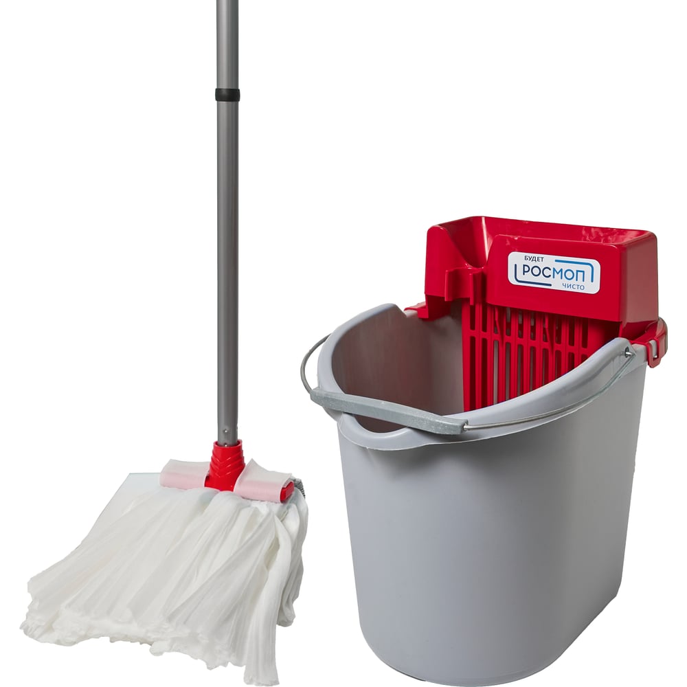 Изображение товара Комплект для уборки пола РОСМОП с насадкой спанлейс и ведром с отжимом