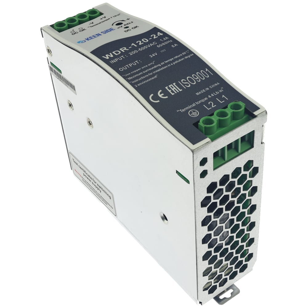 Изображение товара Блок питания KEEN SIDE WDR-120-24 24 В 120КВт, двухфазный, регулируемый
