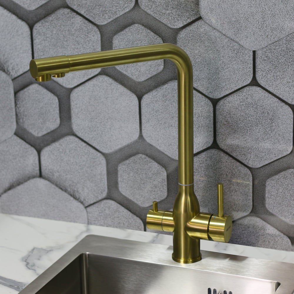 Изображение товара Современный однорычажный кухонный смеситель MELANA Stello 610304PVD-G золото