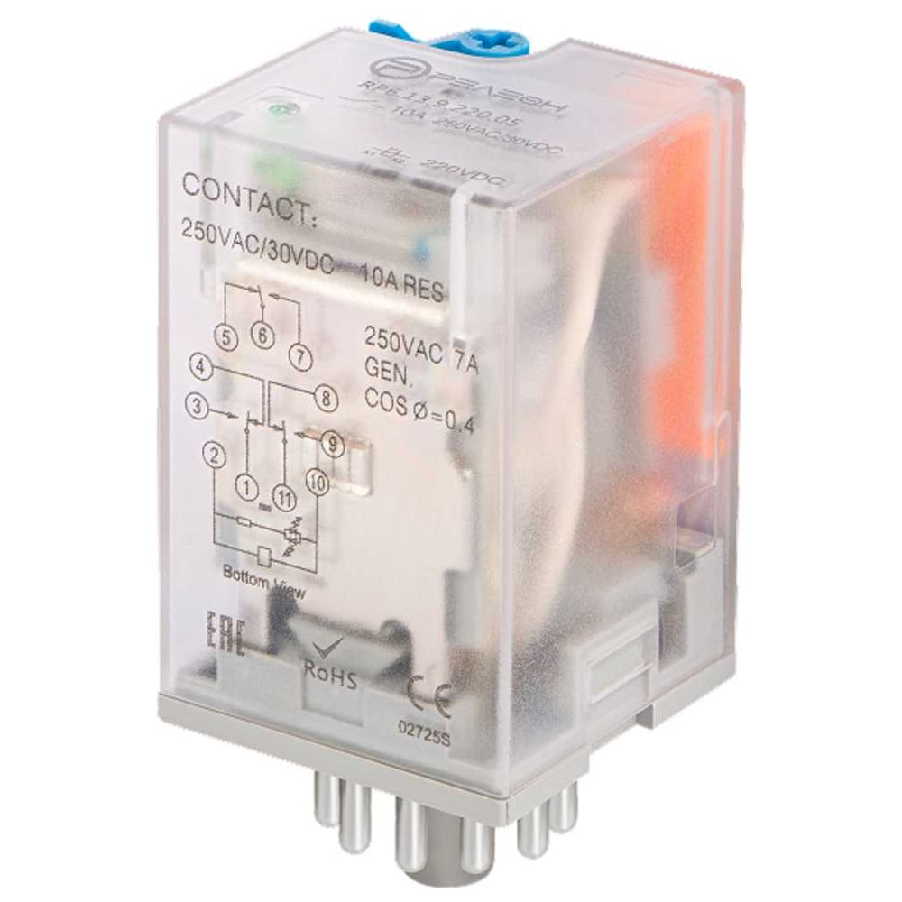 Изображение товара Универсальное силовое реле РЕЛЕОН 3 перекидных контакта 10А для автоматизации