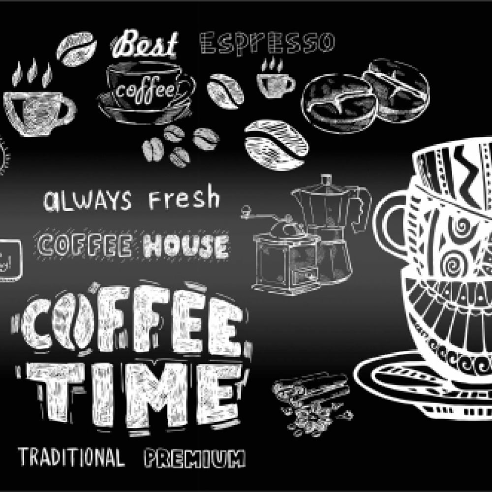 Изображение товара Кухонный фартук АБС STELLA Light Кофе time 600x3000мм влагостойкий матовый черный