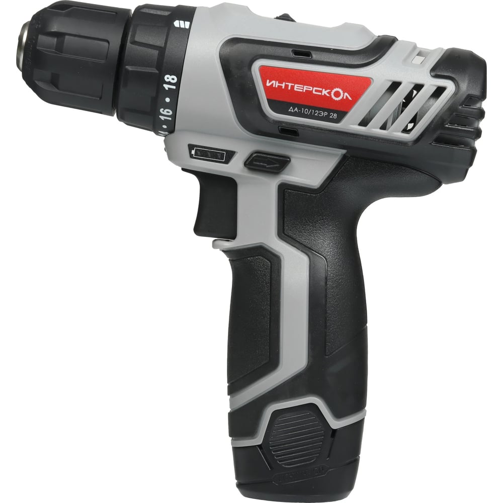 Изображение товара Аккумуляторный дрель-шуруп Интерскол ДА-10/12ЭР 28 (Li-ion, экокейс, 2 аккум., 2,0Ач, ЗУ) 595.2.2.20