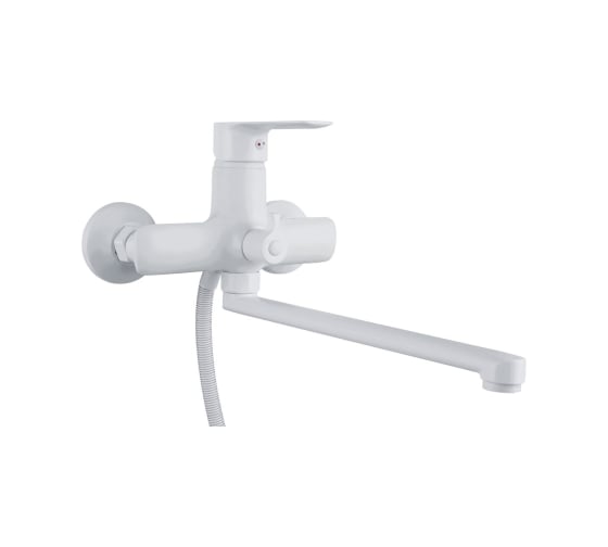 Изображение товара Смеситель белый для ванны с душем TSARSBERG длинный излив тип ГОСТ См-ВУОРНШлА TSB-25W-02