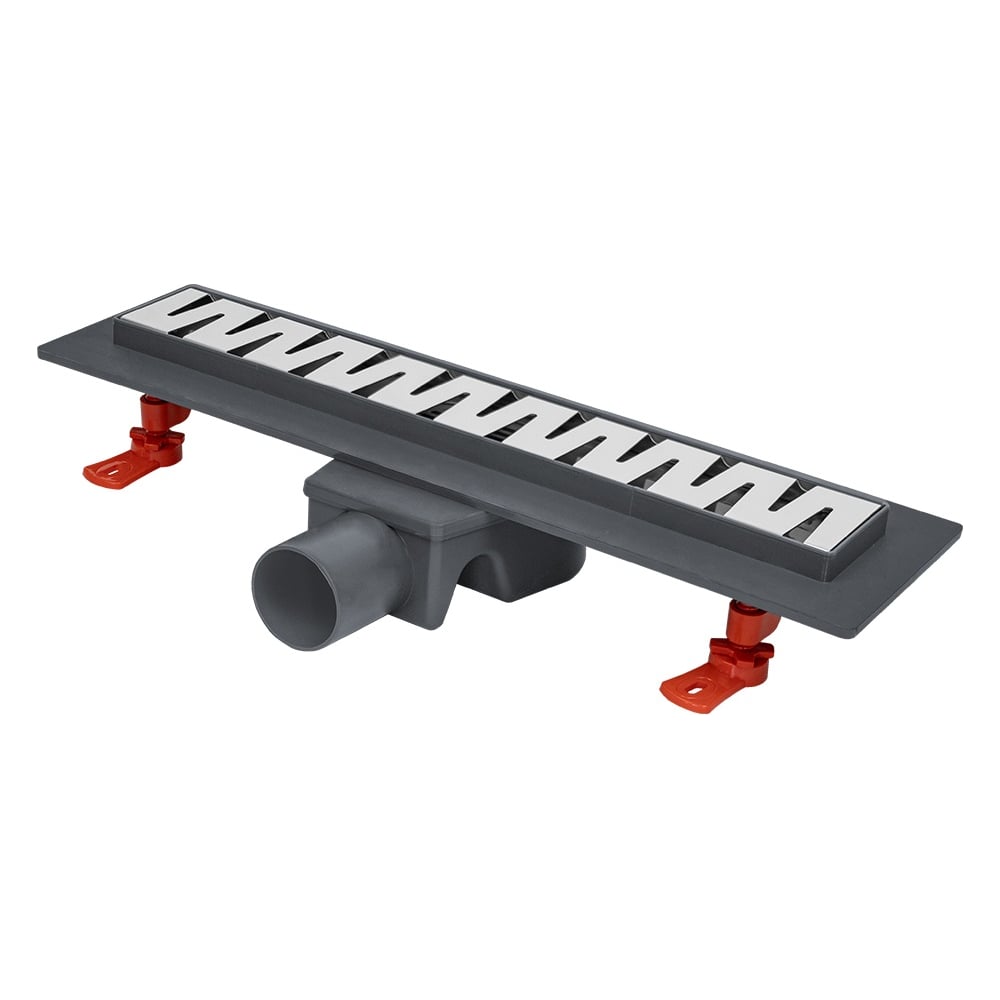 Изображение товара Линейный трап MasterProf 400 мм пластиковая решетка нержавеющая сталь