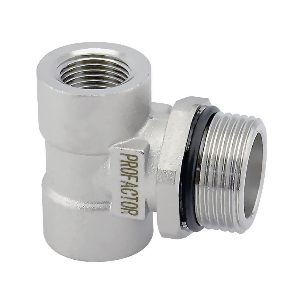 Изображение товара Тройник коллекторный PROFACTOR 1/2 х 3/4 х 3/8 латунь никелированная