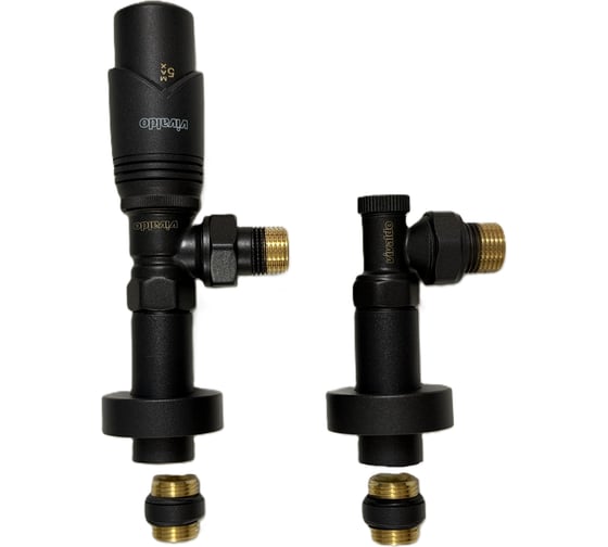 Изображение товара Комплект термостатический угловой VIVALDO 1/2 с удлинителями и чашками антрацит ATRVSRE-AT