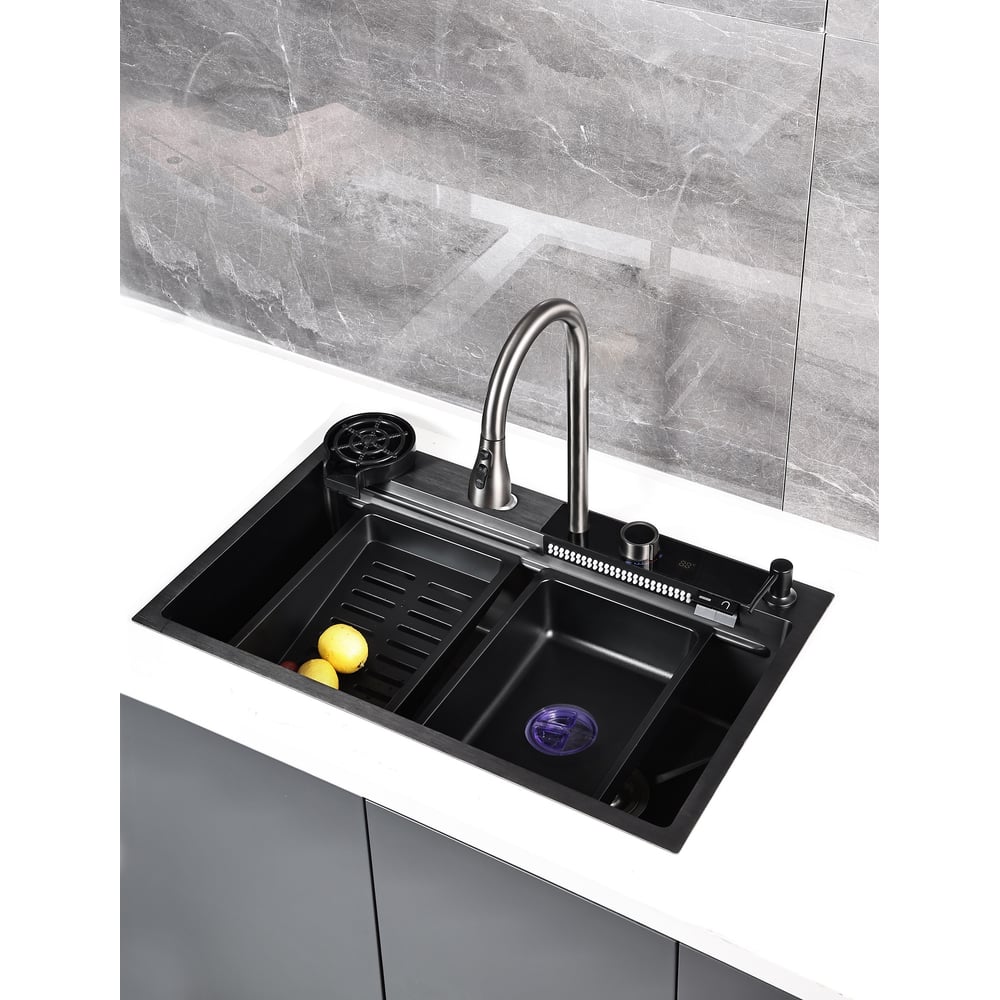 Изображение товара Многофункциональная кухонная мойка Профсан PSM-9953GR из нержавеющей стали графитовой кромки