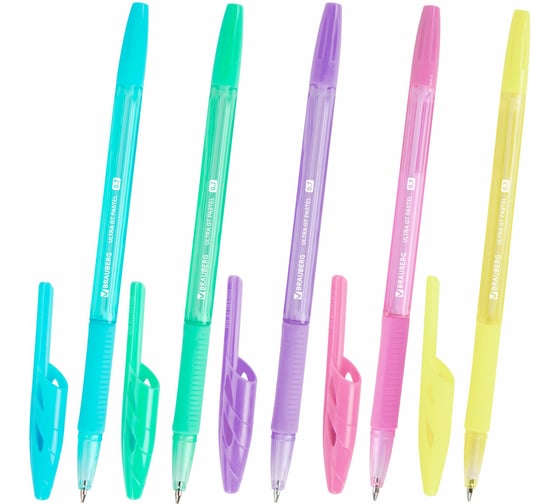 Изображение товара Ручка шариковая с грипом BRAUBERG ULTRA GT PASTEL, СИНЯЯ, корпус ассорти, линия 0,35мм, КОМПЛЕКТ 50 шт 144053