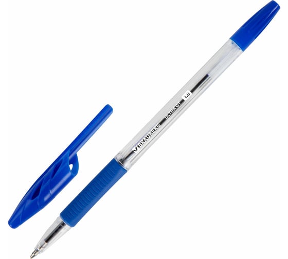 Изображение товара Ручка шариковая с грипом BRAUBERG ULTRA GT, СИНЯЯ, корпус прозрачный, линия 0,5мм, КОМПЛЕКТ 50 шт 144051