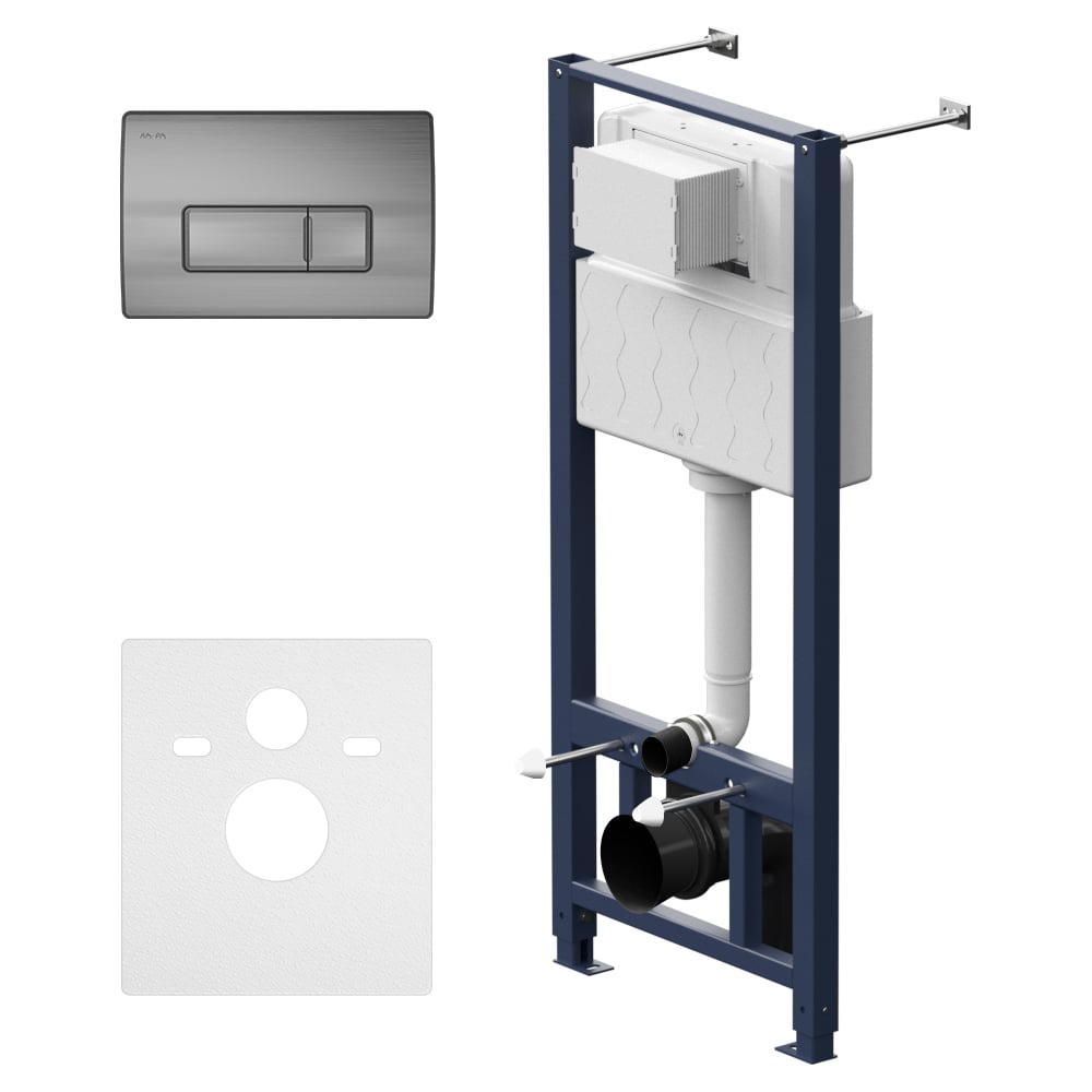 Изображение товара Инсталляция для унитаза AM.PM Pro M с пневмоклавишей, пластик и сталь, матовый никель