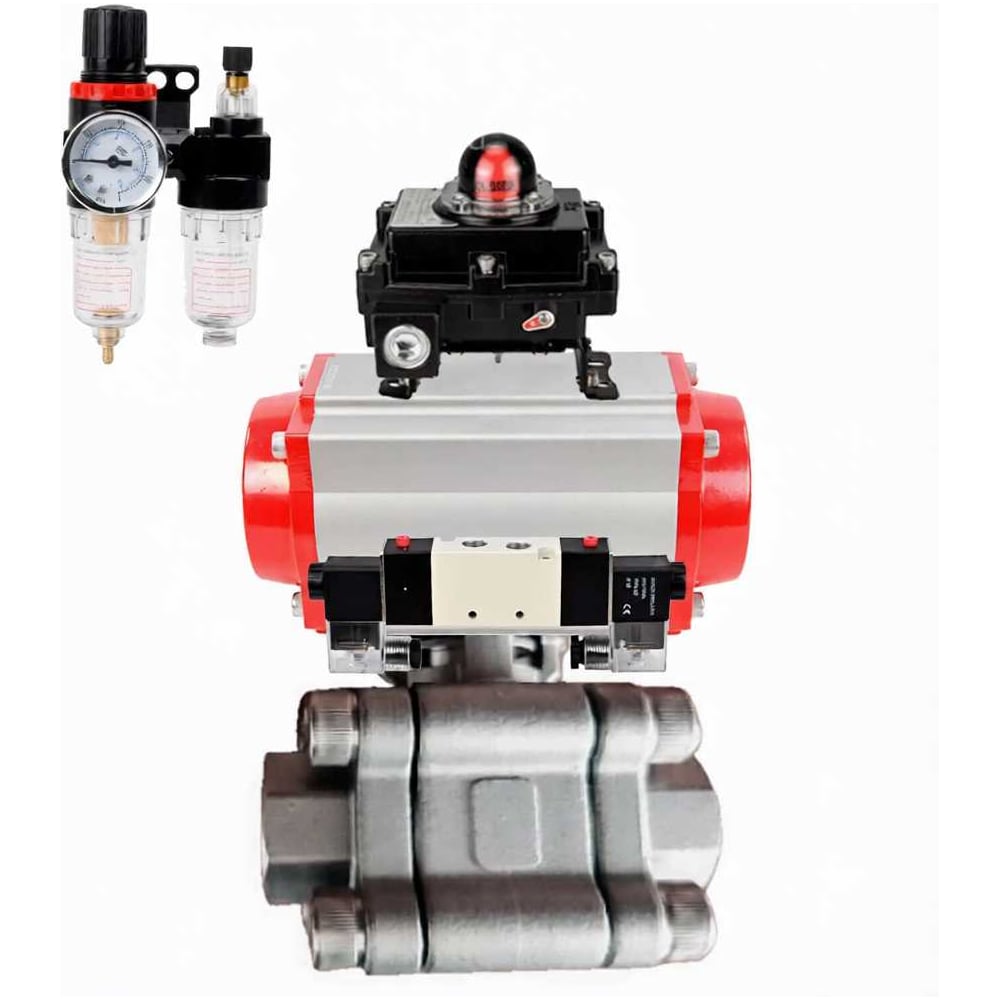 Изображение товара Кран шаровой DN40 сварной с пневмоприводом, PN63, 204°C