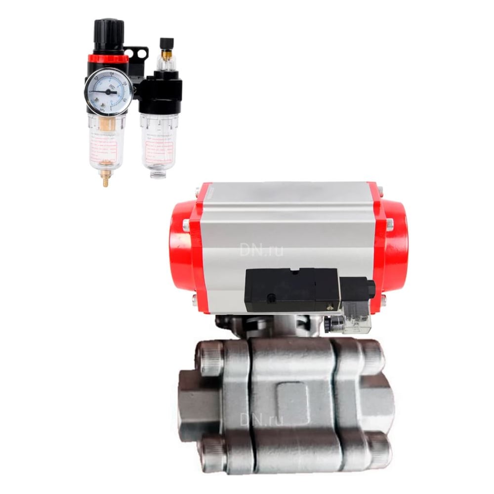 Изображение товара Кран шаровой DN65 стальной, приварной, PN63, до 204°С, без резьбы, разборный, с пневмоприводом