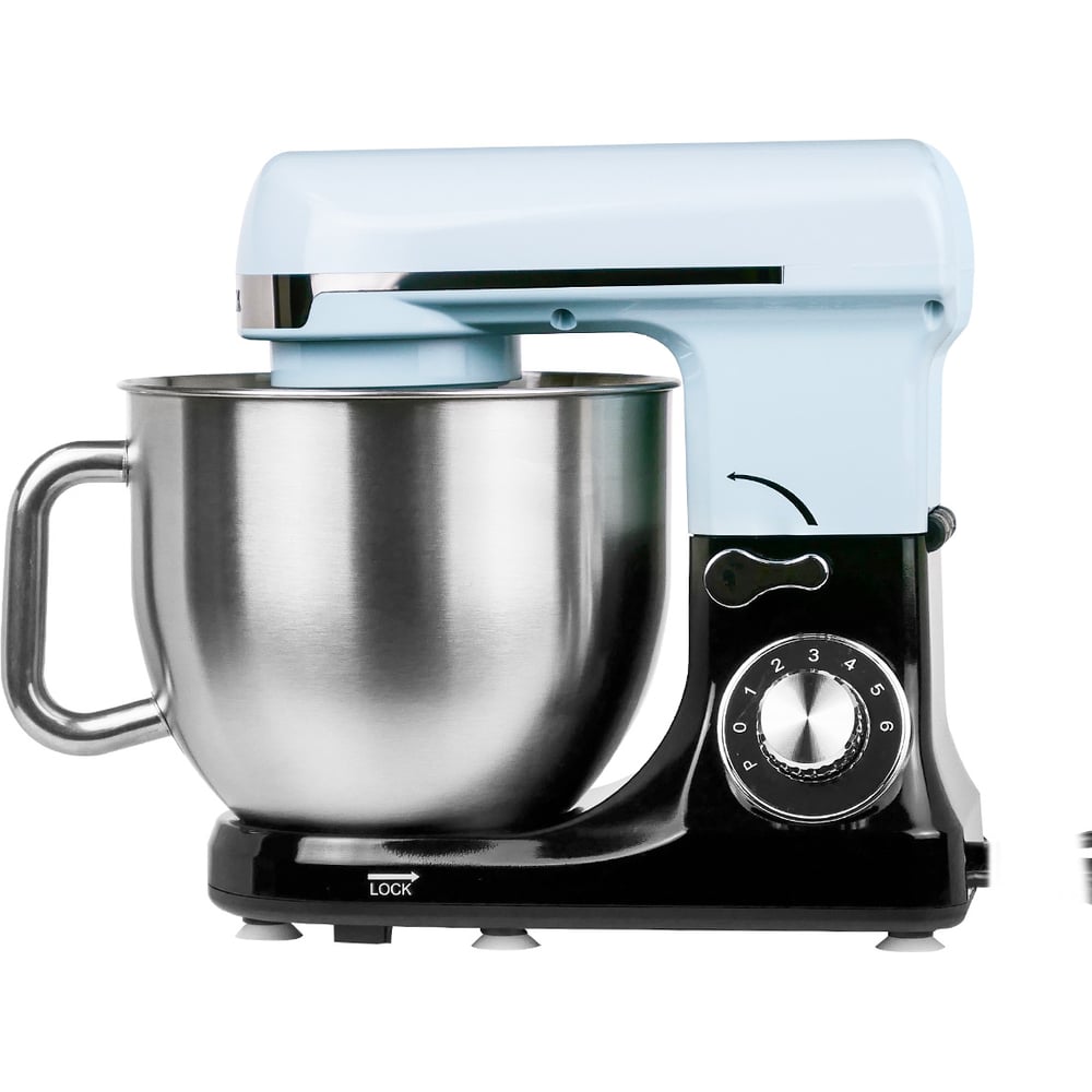 Изображение товара Планетарный миксер Centek CT-1133 голубой/черный, 1600Вт, чаша с ручкой 5.7л 3 насадки, 6 скоростей CT-1133 LYON