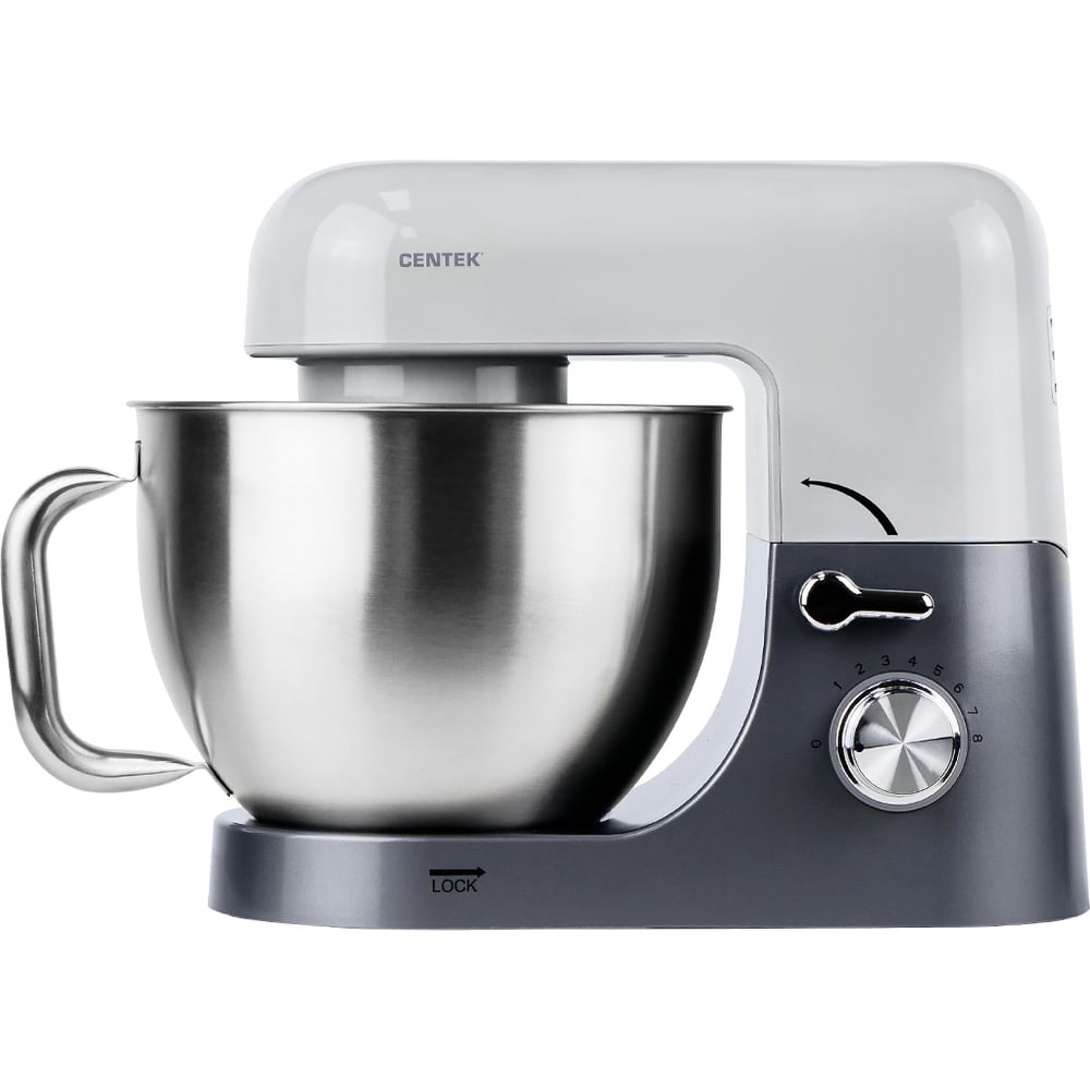 Изображение товара Планетарный миксер Centek CT-1151 светл/серый, 1600Вт, чаша с ручкой 5л 3 насадки, 8 скоростей CT-1151 DIJON