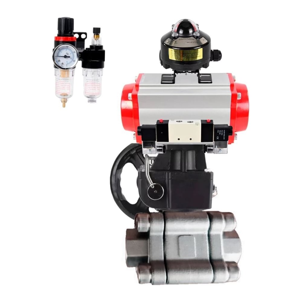 Изображение товара Кран шаровой DN65-316-PTFE-FP-SW-ISO-H, приварка, пневмопривод 24VDC